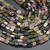 Natural Mixed Tourmaline Semi-precious Irregular Gemstone Rectangular Beads - 4mm - 7mm - 12'' Strand