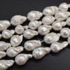 Natural White Freshwater Baroque Raindrop Teardrop Pearl Beads - approx 22mm - 26mm x 13mm - 15mm - 16'' Strand