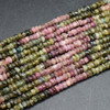 Natural Mixed Tourmaline Semi-precious Gemstone  Irregular FACETED Rondelle Beads - 4mm x 2.5mm - 14'' Strand