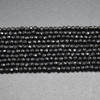 Black Tourmaline Semi-precious Gemstone FACETED Round Beads - 3mm - 15'' Strand