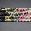 Pink, Green Tourmaline Semi-precious Gemstone FACETED Round Beads - 3mm - 15'' Strand