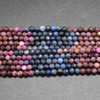 Natural Mixed Ruby, Sapphire Semi-Precious Gemstone FACETED Round Beads - 4mm - 15'' Strand