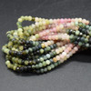 Natural Mixed Tourmaline Semi-Precious Gemstone FACETED Rondelle Beads - 4mm x 3mm - 15'' Strand