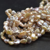 Natural Freshwater Biwa Souffle Pearl Beads - Mixed or Peach Pink - 3 Options - 14'' Strand