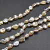 Natural Freshwater Biwa Souffle Pearl Beads - Mixed or Peach Pink - 3 Options - 14'' Strand