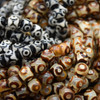 Tibetan 3 Eye Agate (dyed) Semi-precious Gemstone Round Beads (Black or Brown) - 8mm - 15'' Strand
