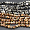 Tibetan 3 Eye Agate (dyed) Semi-precious Gemstone Round Beads (Black or Brown) - 8mm - 15'' Strand