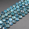 Natural Apatite Semi-precious FACETED Crystal Gemstone Heart Shaped Beads - 12mm - 15'' Strand