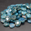 Natural Apatite Semi-precious FACETED Crystal Gemstone Heart Shaped Beads - 12mm - 15'' Strand