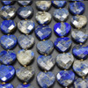 Natural Lapis Lazuli Semi-precious FACETED Crystal Gemstone Heart Shaped Beads - 12mm - 15'' Strand
