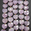 Natural Purple Lepidolite Semi-precious FACETED Crystal Gemstone Heart Shaped Beads - 12mm - 15'' Strand