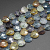 Natural Rainbow Fluorite Semi-precious FACETED Crystal Gemstone Heart Shaped Beads - 12mm - 15'' Strand