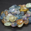 Natural Rainbow Fluorite Semi-precious FACETED Crystal Gemstone Heart Shaped Beads - 12mm - 15'' Strand