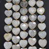 Natural White Moonstone Semi-precious FACETED Crystal Gemstone Heart Shaped Beads - 12mm - 15'' Strand