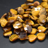 Natural Tiger Eye Semi-precious FACETED Crystal Gemstone Heart Shaped Beads - 12mm - 15'' Strand
