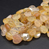 Natural Yellow Hematoid Quartz Semi-precious FACETED Crystal Gemstone Heart Shaped Beads - 12mm - 15'' Strand