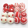 100% Wool Felt Balls - 16 Count - Polka Dots & Swirl Felt Balls - Red Mix - 2.5cm