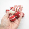 100% Wool Felt Balls - 16 Count - Polka Dots & Swirl Felt Balls - Red Mix - 2.5cm