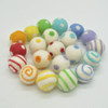 100% Wool Felt Balls - 21 Count - Polka Dots & Swirl Felt Balls - Rainbow Mix - 2.5cm
