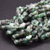 Natural Green Emerald Semi-Precious Crystal Gemstone Tumbled Stone Nugget Pebble Beads - 5mm - 8mm - 15'' Strand