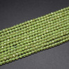 Peridot Semi-precious Gemstone FACETED Round Beads - 3mm - 15'' Strand