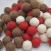 100% Wool Felt Balls - 1cm - 100 Count - Christmas Colours (Ivory White, Red & Light Brown)