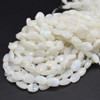 Natural Handmade Rainbow Moonstone Semi-precious Gemstone Irregular FACETED Oval Disc Beads - 9mm - 12mm - 13'' Strand