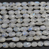 Natural Handmade Rainbow Moonstone Semi-precious Gemstone Irregular FACETED Oval Disc Beads - 9mm - 12mm - 13'' Strand