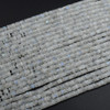 Natural Handmade Rainbow Moonstone Semi-precious Gemstone Irregular Flat Heishi Rondelle / Disc Beads - 4mm - 5mm - 13'' Strand