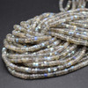 Natural Handmade Labradorite Semi-precious Gemstone Irregular Flat Heishi Rondelle / Disc Beads - 4mm - 5mm - 13'' Strand