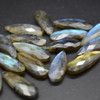 Natural Labradorite Semi-precious Gemstone FACETED Teardrop Beads - 24mm x 8mm - 1 or 3 pairs