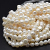 Natural Freshwater Round Potato Nugget Pearl Beads - White - 4mm, 5mm, 6mm, 7mm, 8mm, 9mm, 10mm, 12mm - 14" Strand