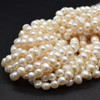 Natural Freshwater Round Potato Nugget Pearl Beads - White - 4mm, 5mm, 6mm, 7mm, 8mm, 9mm, 10mm, 12mm - 14" Strand