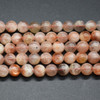 Natural Copper Sunstone Semi-precious Gemstone Round Beads - 6mm - 15'' Strand #01