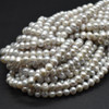 Freshwater Potato Round Pearl Beads - Dyed - Grey - 4mm - 5mm - 14'' Strand