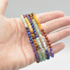 Natural 7 Chakra Semi-Precious Round Gemstone Crystal Bracelet, Sample Strand - 4mm  - 1 Count - 7 - 7.5 inches - Set 01
