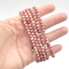 Natural Chinese Rhodonite Semi-Precious Round Gemstone Crystal Bracelet, Sample Strand - 4mm  - 1 Count - 7 - 7.5 inches