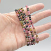 Natural Multi-Colour Tourmaline Semi-Precious Round Gemstone Crystal Bracelet, Sample Strand - 4mm  - 1 Count - 7 - 7.5 inches