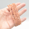 Natural Peach Moonstone Semi-Precious Round Gemstone Crystal Bracelet, Sample Strand - 4mm  - 1 Count - 7 - 7.5 inches