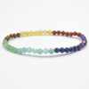Natural 7 Chakra Semi-Precious FACETED Round Gemstone Crystal Bracelet, Sample Strand - 4mm  - 1 Count - 7.5 inches - Set 01