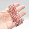 Natural Chinese Rhodonite Semi-Precious FACETED Round Gemstone Crystal Bracelet, Sample Strand - 4mm  - 1 Count - 7.5 inches
