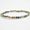 Natural Indian Agate Semi-Precious FACETED Round Gemstone Crystal Bracelet, Sample Strand - 4mm  - 1 Count - 7.5 inches