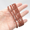 Natural Red Jasper Semi-Precious FACETED Round Gemstone Crystal Bracelet, Sample Strand - 4mm  - 1 Count - 7.5 inches