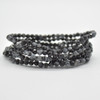 Natural Snowflake Obsidian Semi-Precious FACETED Round Gemstone Crystal Bracelet, Sample Strand - 4mm  - 1 Count - 7.5 inches