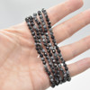 Natural Snowflake Obsidian Semi-Precious FACETED Round Gemstone Crystal Bracelet, Sample Strand - 4mm  - 1 Count - 7.5 inches