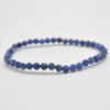 Natural Sodalite Semi-Precious FACETED Round Gemstone Crystal Bracelet, Sample Strand - 4mm  - 1 Count - 7.5 inches