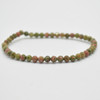 Natural Unakite Semi-Precious FACETED Round Gemstone Crystal Bracelet, Sample Strand - 4mm  - 1 Count - 7.5 inches