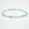 Natural Aquamarine Semi-Precious FACETED Round Gemstone Crystal Bracelet, Sample Strand - 4mm  - 1 Count - 7.5 inches