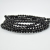 Natural Black Spinel Semi-Precious FACETED Round Gemstone Crystal Bracelet, Sample Strand - 4mm  - 1 Count - 7.5 inches