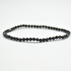 Natural Black Tourmaline Semi-Precious FACETED Round Gemstone Crystal Bracelet, Sample Strand - 4mm  - 1 Count - 7.5 inches